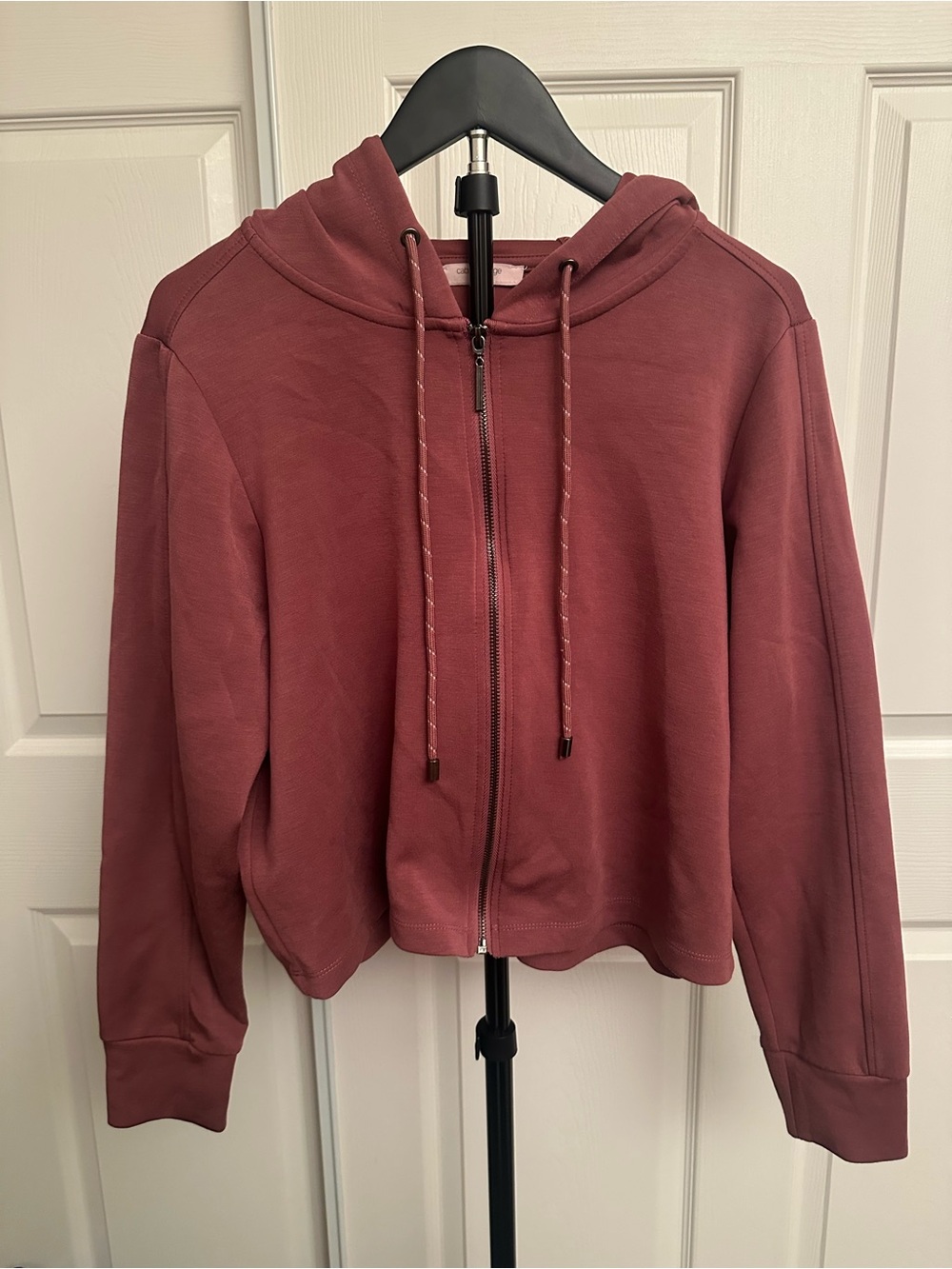 Cable & Gauge Zip-Up Hoodie in Dusty Rose, Size Medium